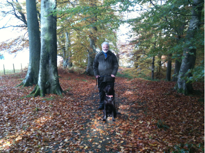 Warbie the labrador and owner Keith